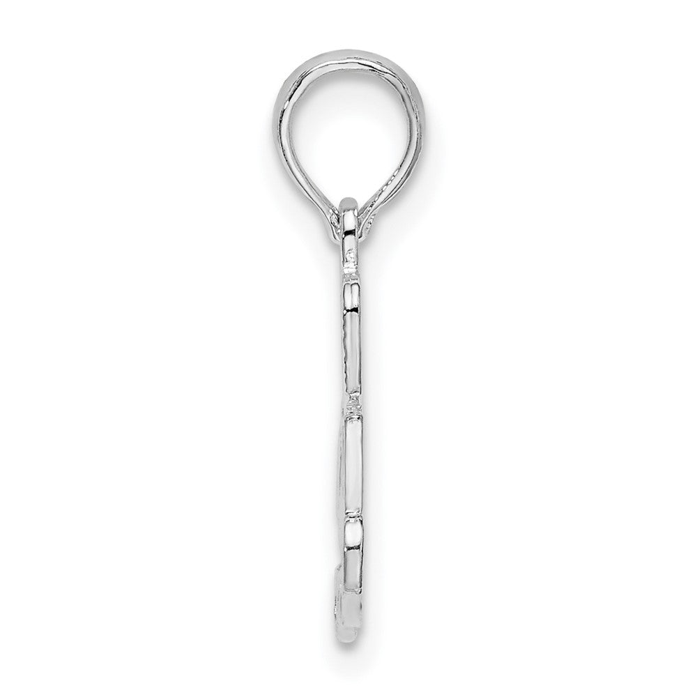 Sterling Silver Rhodium-plated Polished I HEART YOU Script Pendant