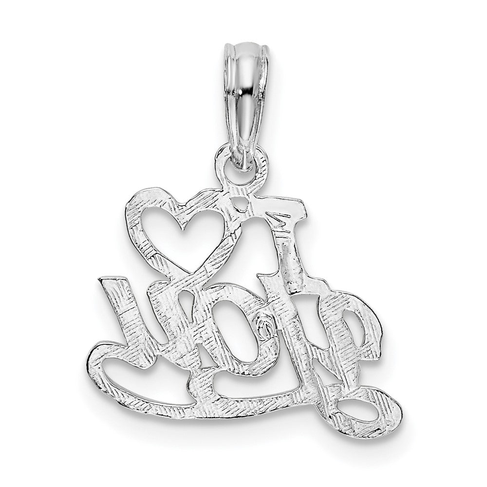 Sterling Silver Rhodium-plated Polished I HEART YOU Script Pendant