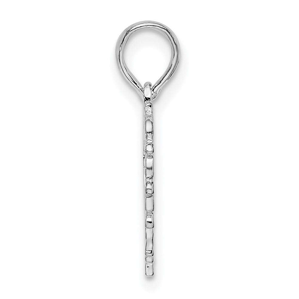 Sterling Silver Rhodium-plated Polished Lacey Edge Open Heart Pendant