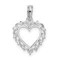 Sterling Silver Rhodium-plated Polished Lacey Edge Open Heart Pendant