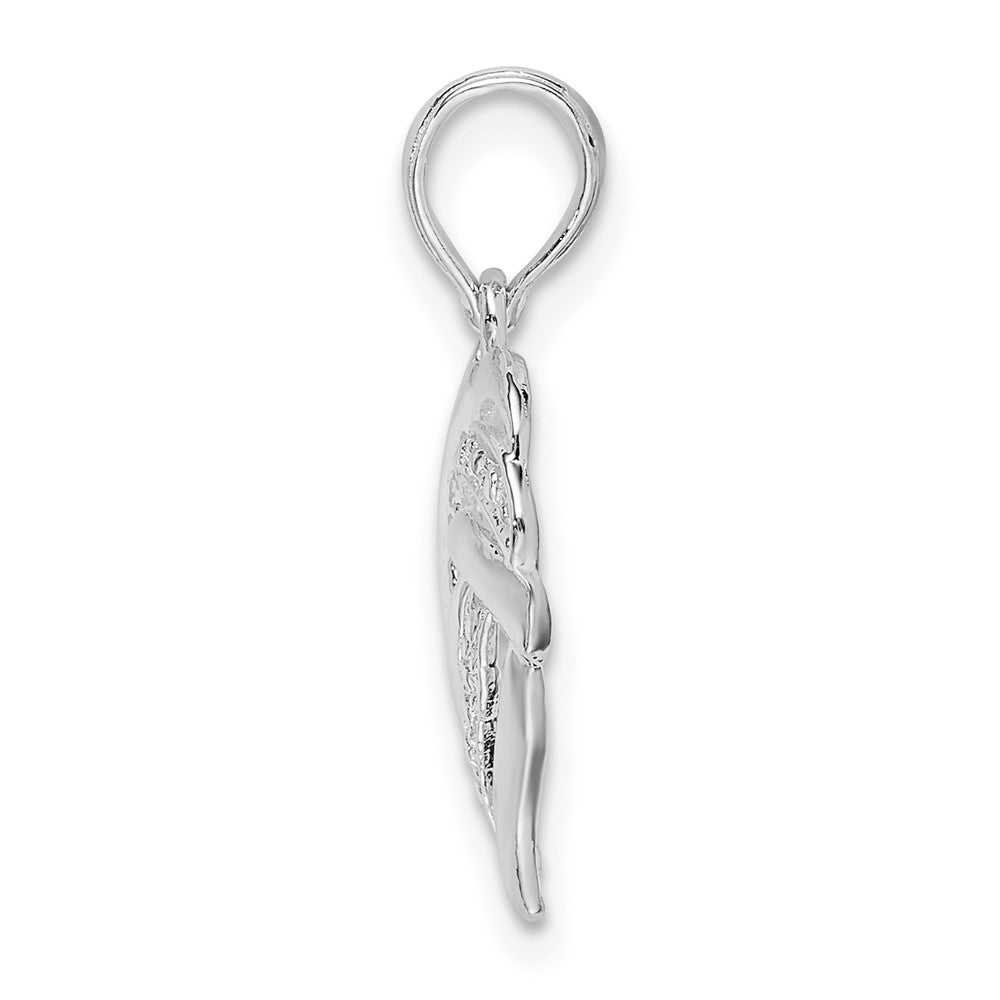 Sterling Silver Rhodium-plated Polished Wrap Design Heart Pendant