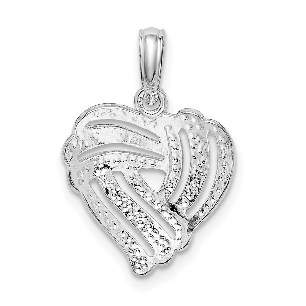 Sterling Silver Rhodium-plated Polished Wrap Design Heart Pendant