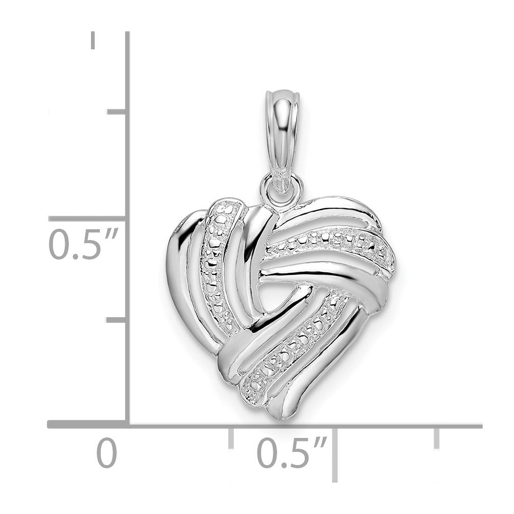 Sterling Silver Rhodium-plated Polished Wrap Design Heart Pendant
