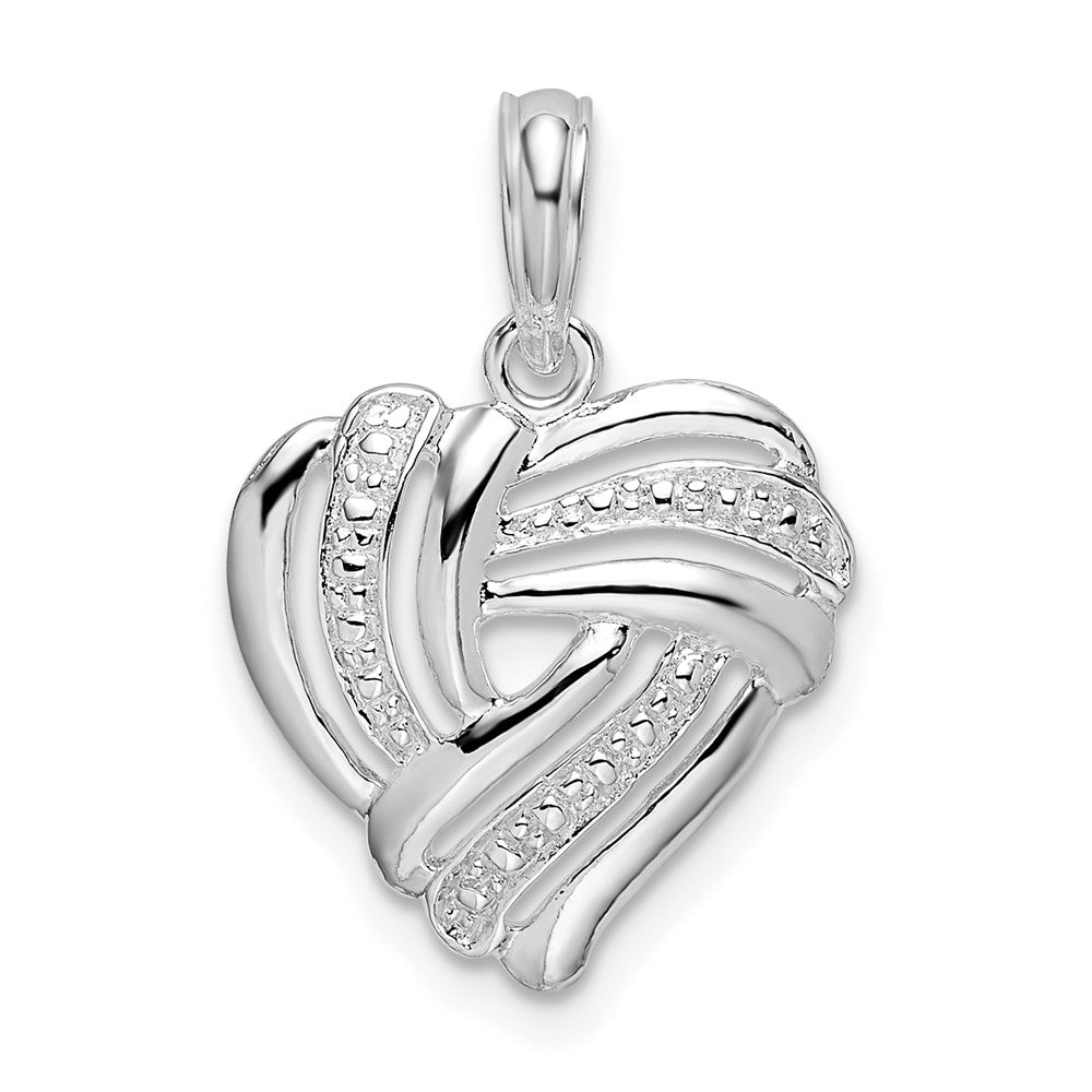 Sterling Silver Rhodium-plated Polished Wrap Design Heart Pendant