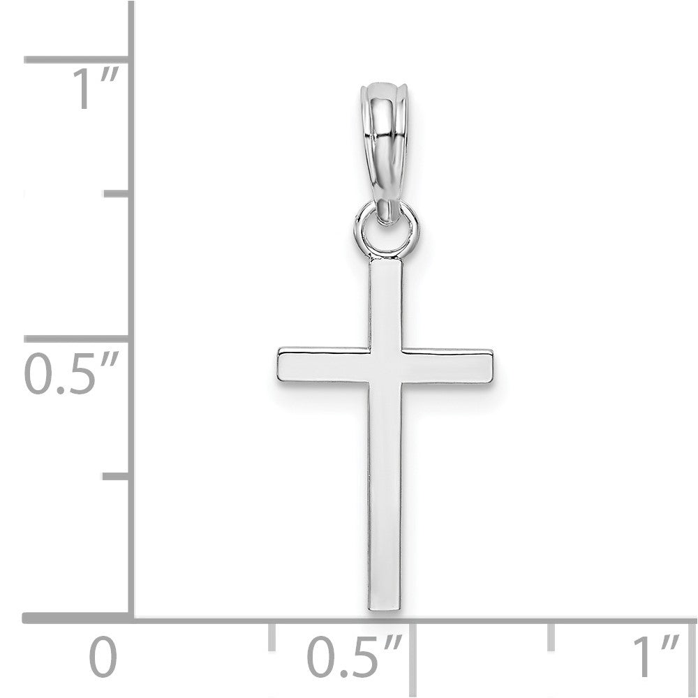 Sterling Silver Rhodium-plated Polished Flat Latin Cross Pendant
