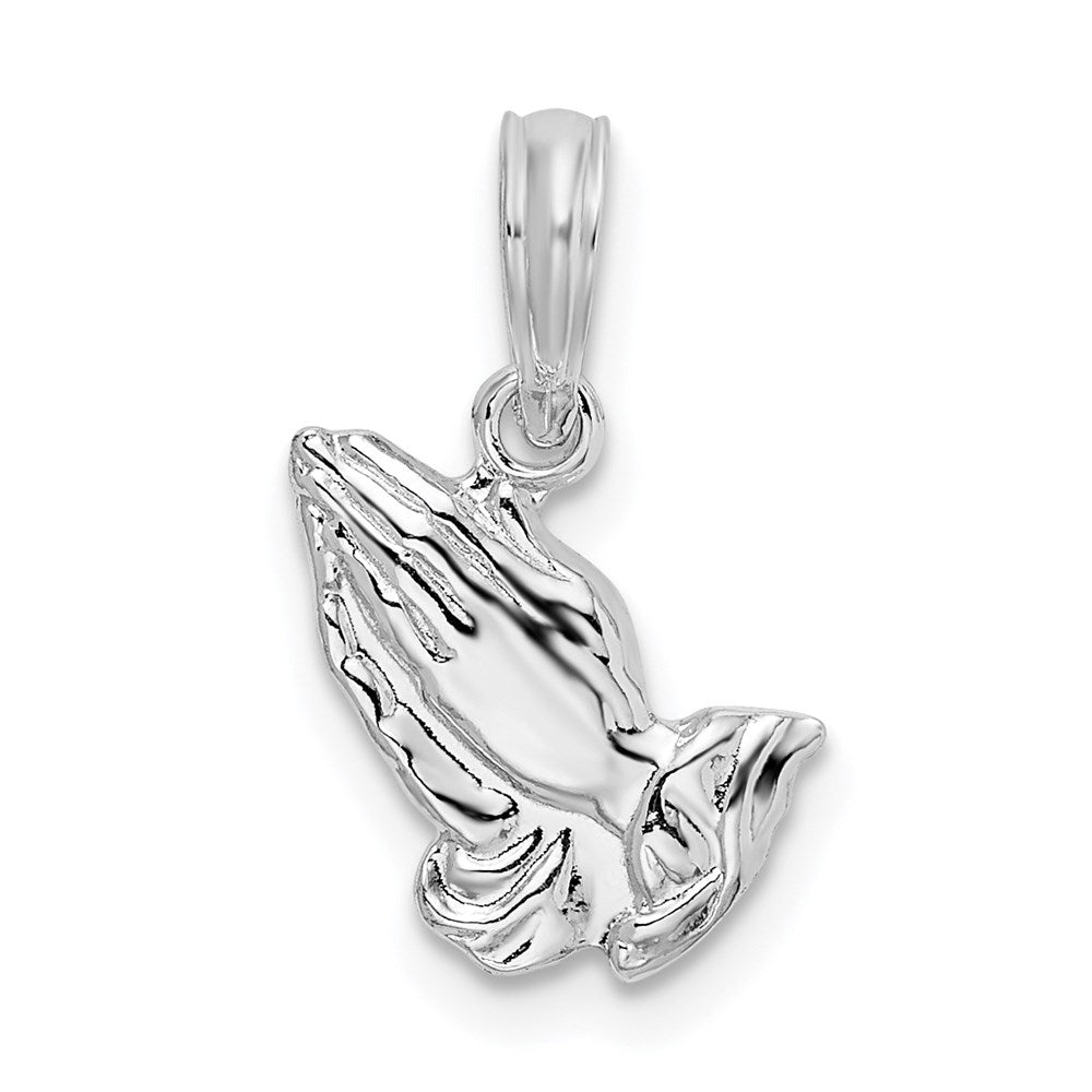 Sterling Silver Rhodium-plated Polished Praying Hands Pendant