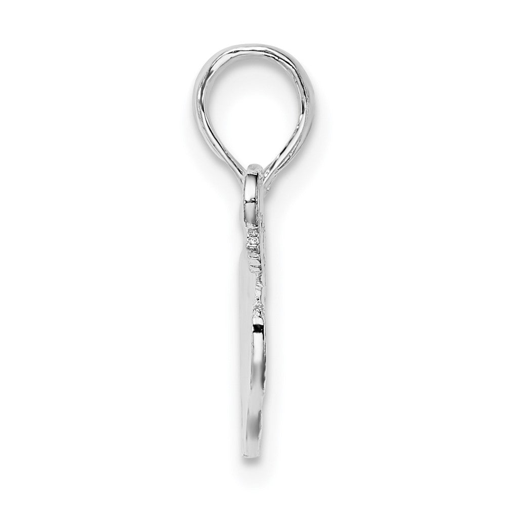 Sterling Silver Rhodium-plated Polished Guitar Pendant