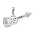 Sterling Silver Rhodium-plated Polished Guitar Pendant