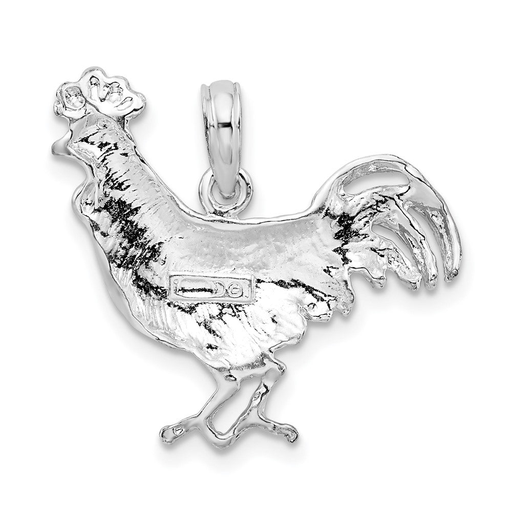 Sterling Silver Rhodium-plated Polished Rooster Pendant