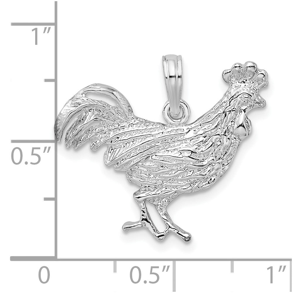 Sterling Silver Rhodium-plated Polished Rooster Pendant
