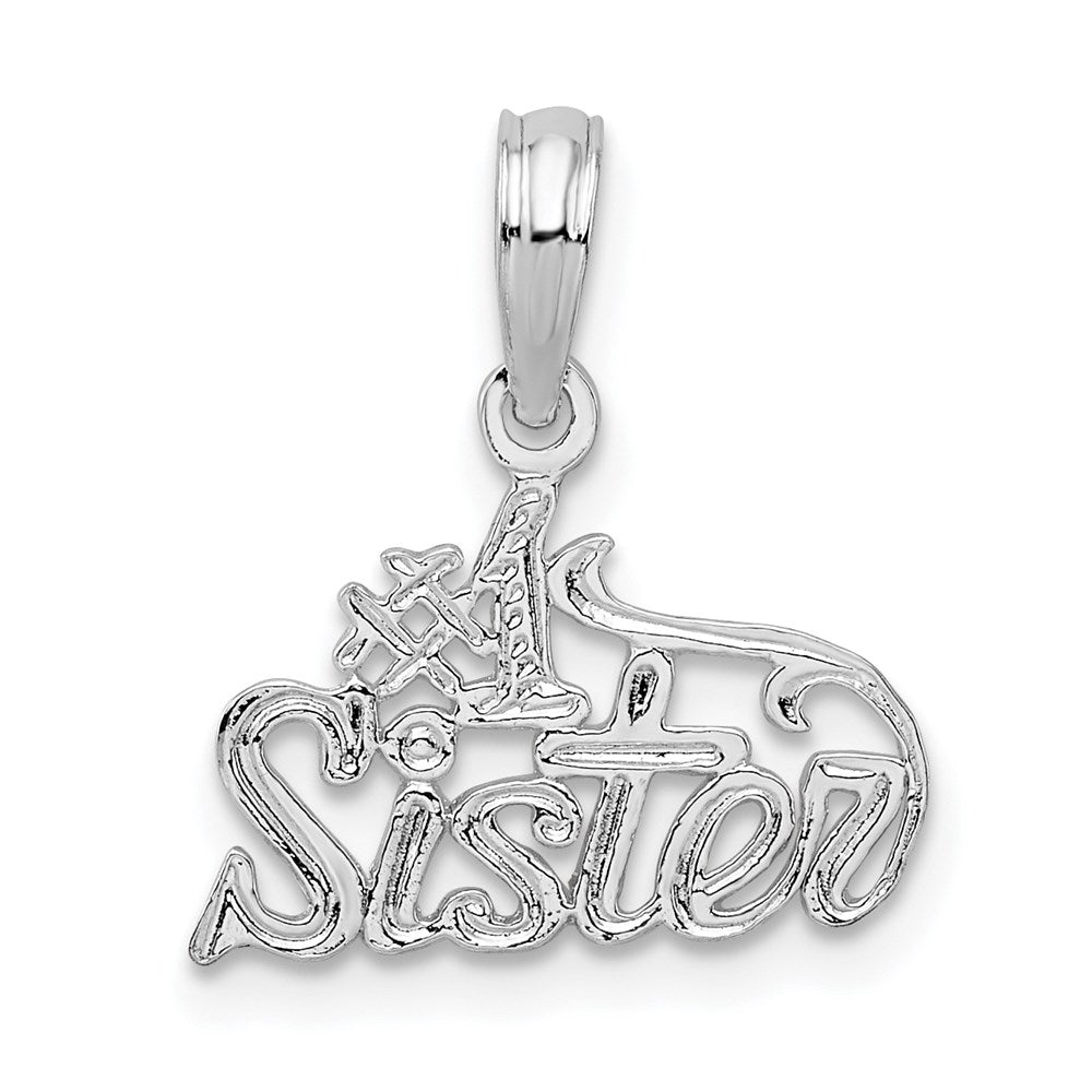 Sterling Silver Rhodium-plated Polished #1 SISTER Pendant