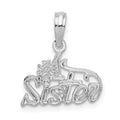 Sterling Silver Rhodium-plated Polished #1 SISTER Pendant