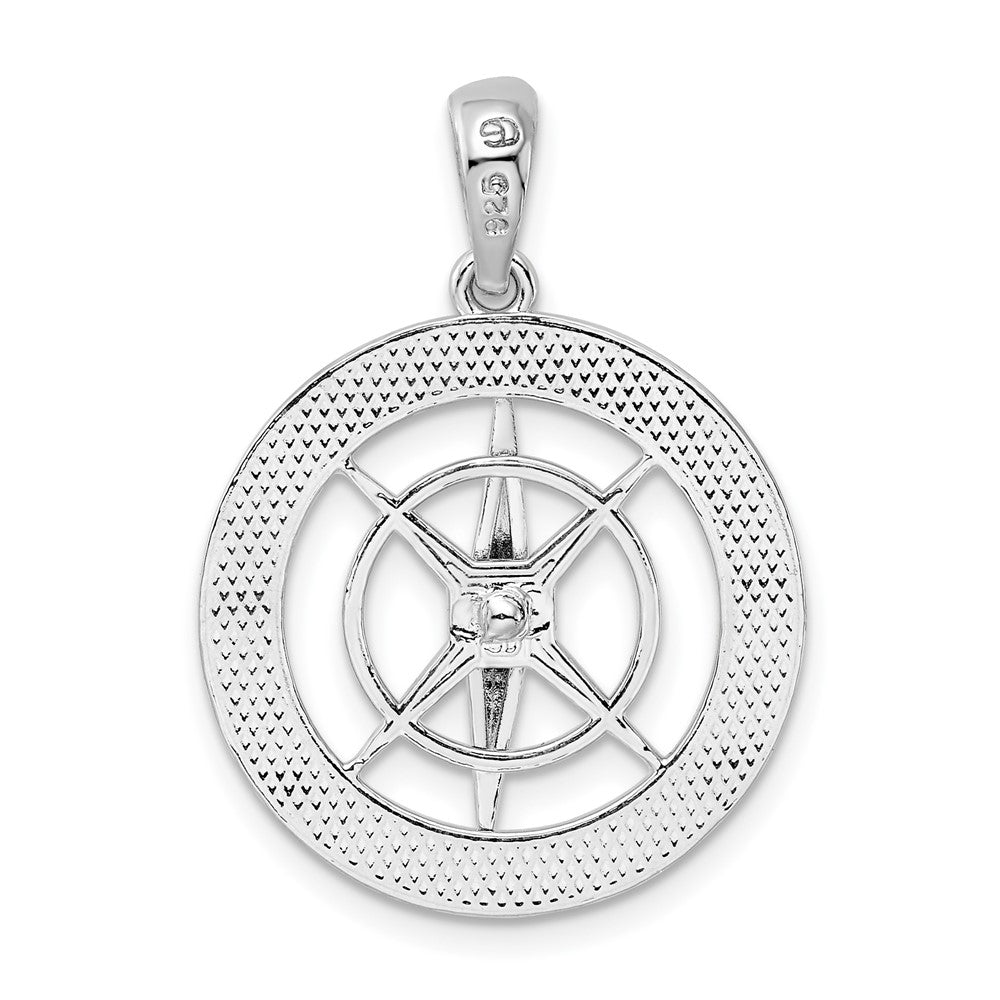 Sterling Silver Rhodium-plated Moveable Needle Compass Pendant