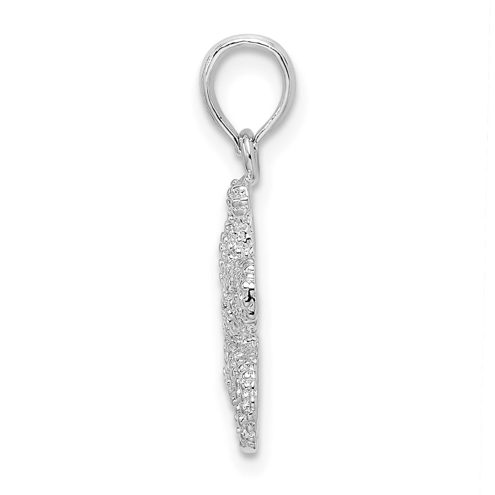 Sterling Silver Rhodium-plated Polished Puffed Starfish Pendant