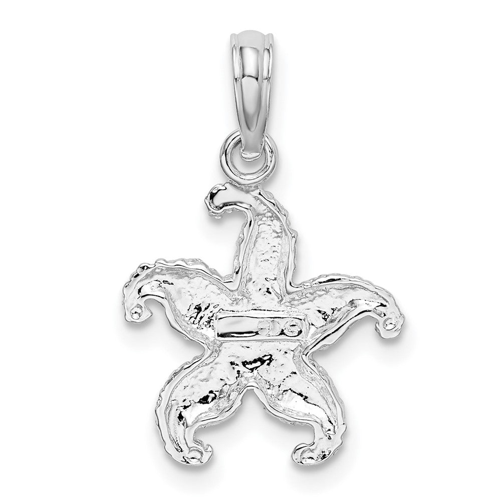 Sterling Silver Rhodium-plated Polished Puffed Starfish Pendant