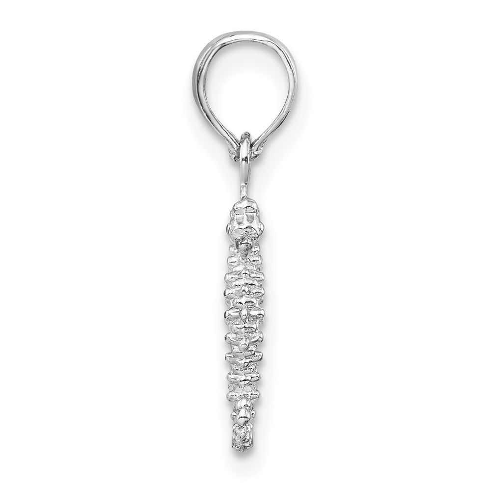Sterling Silver Rhodium-plated Polished 3D Mini Seahorse Pendant