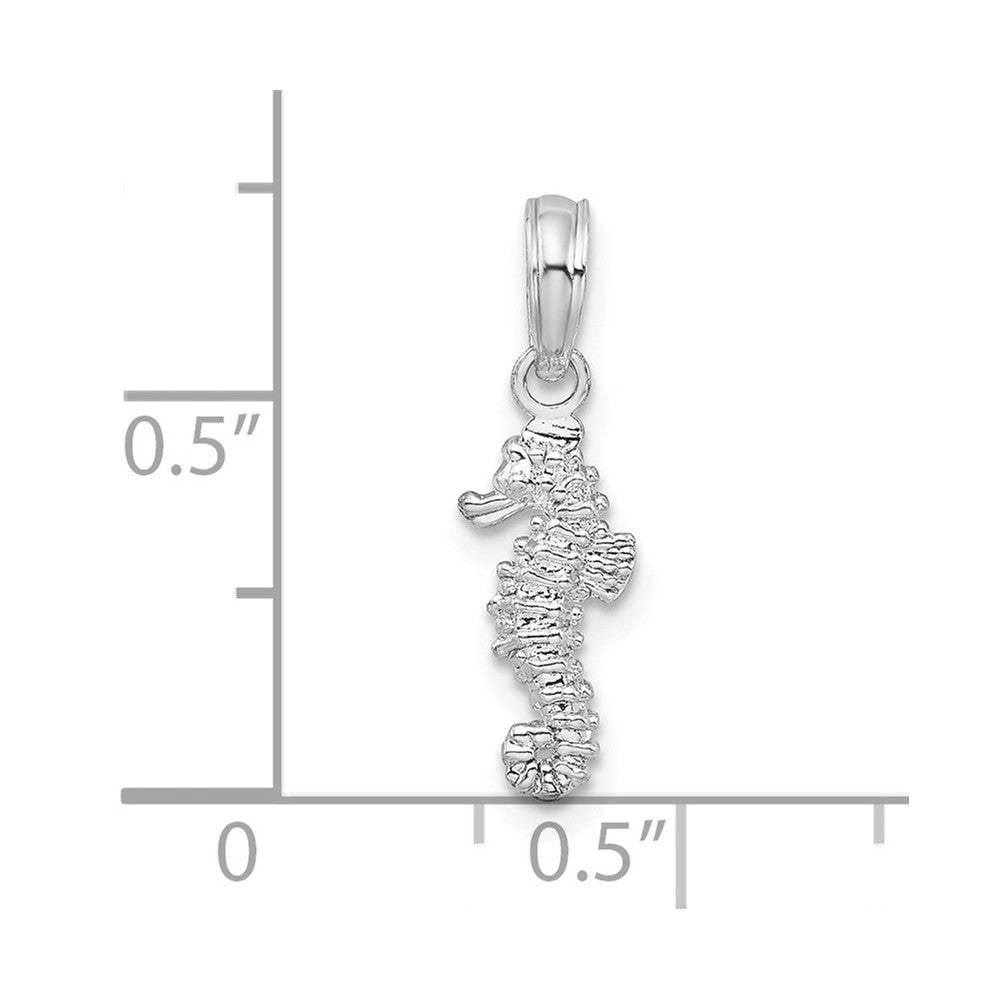 Sterling Silver Rhodium-plated Polished 3D Mini Seahorse Pendant