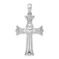 Sterling Silver Rhodium-plated Polished Cut-out Claddagh Cross Pendant