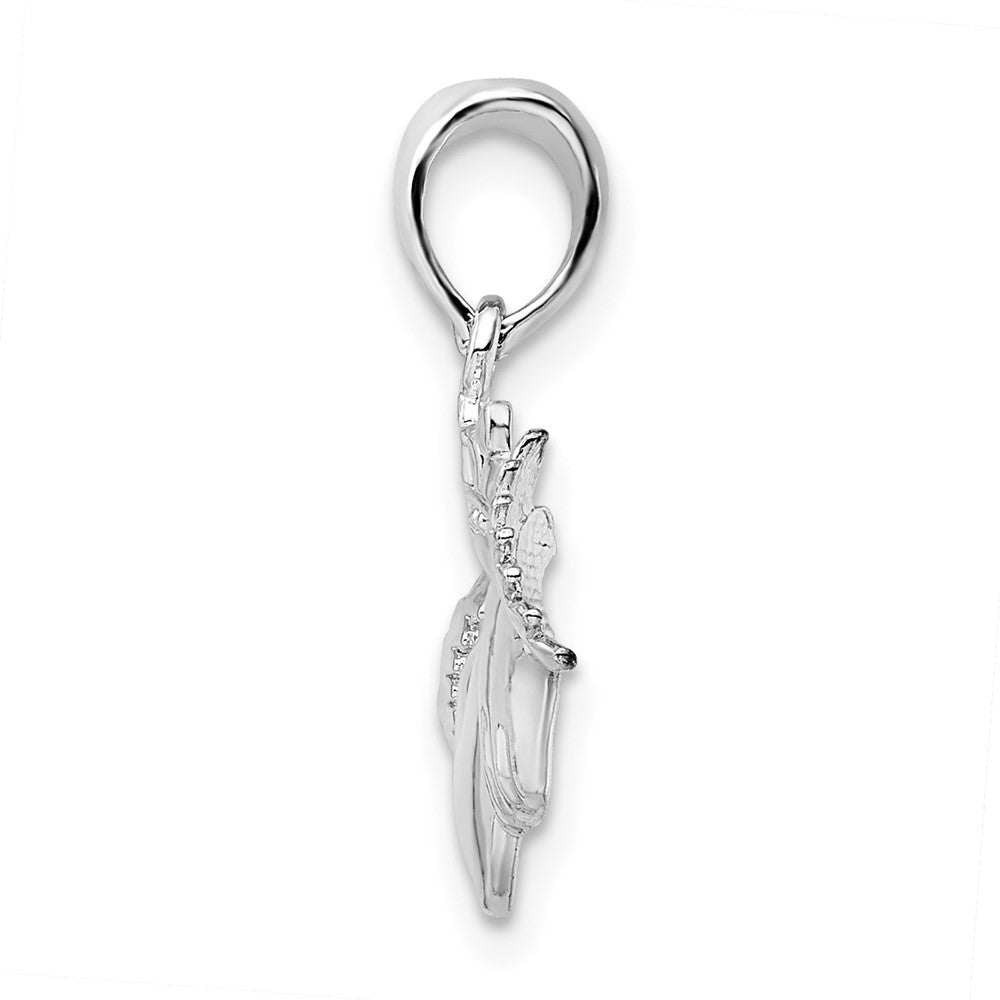 Sterling Silver Rhodium-plated Polished Claddagh Pendant