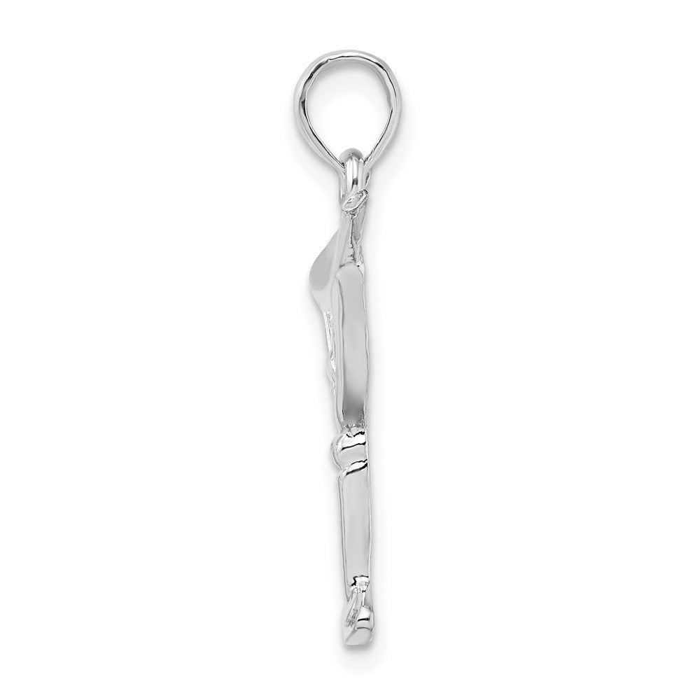 Sterling Silver Rhodium-plated Polished Cut-out Martini w/Olive Pendant