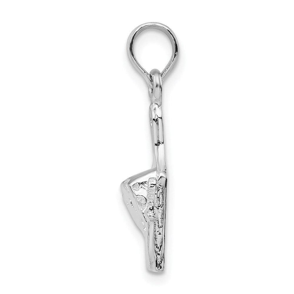 Sterling Silver Rhodium-plated Polished Cheese Board w/Knife Pendant