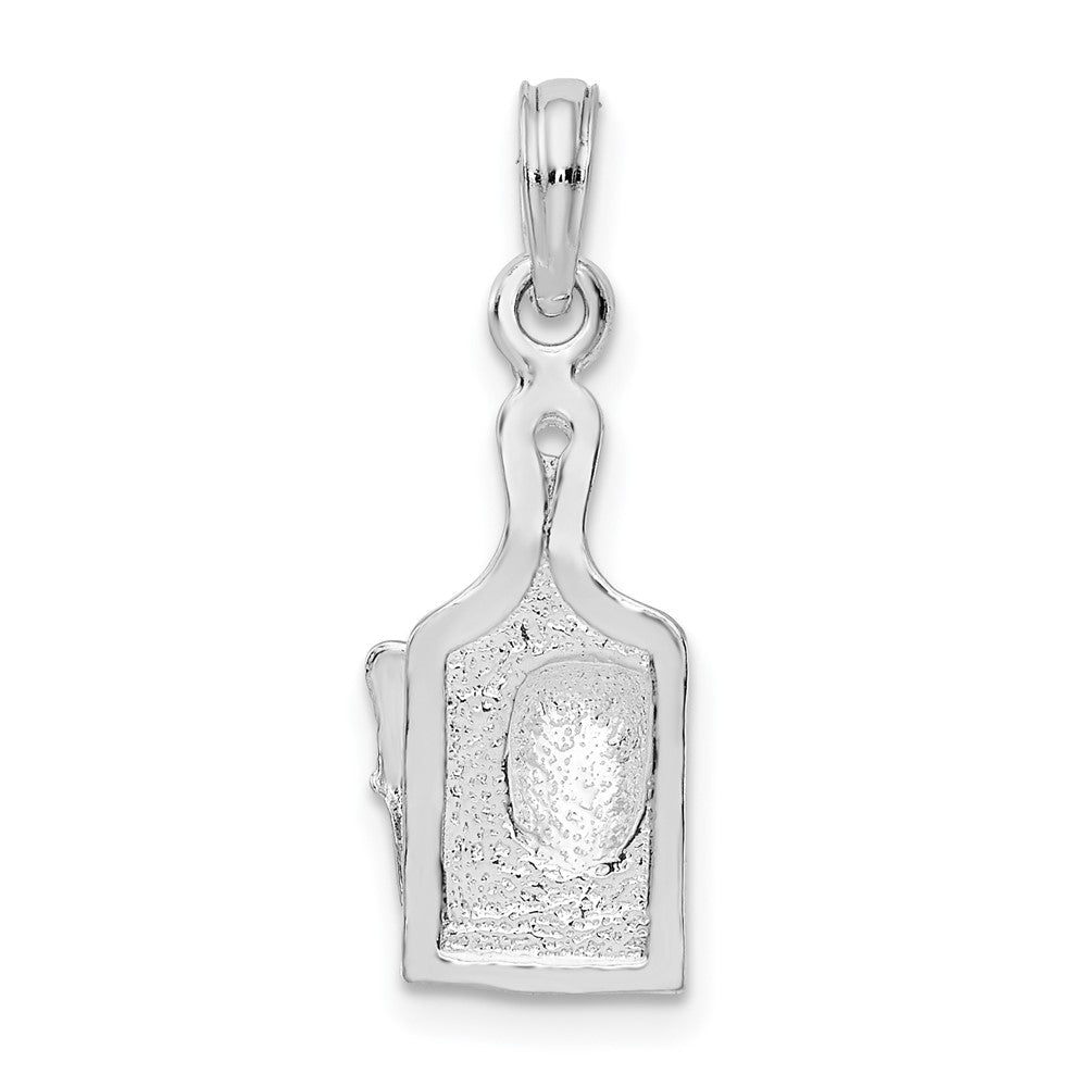 Sterling Silver Rhodium-plated Polished Cheese Board w/Knife Pendant