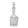 Sterling Silver Rhodium-plated Polished Cheese Board w/Knife Pendant