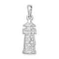 Sterling Silver Rhodium-plated Polished solid 3D Lighthouse Pendant