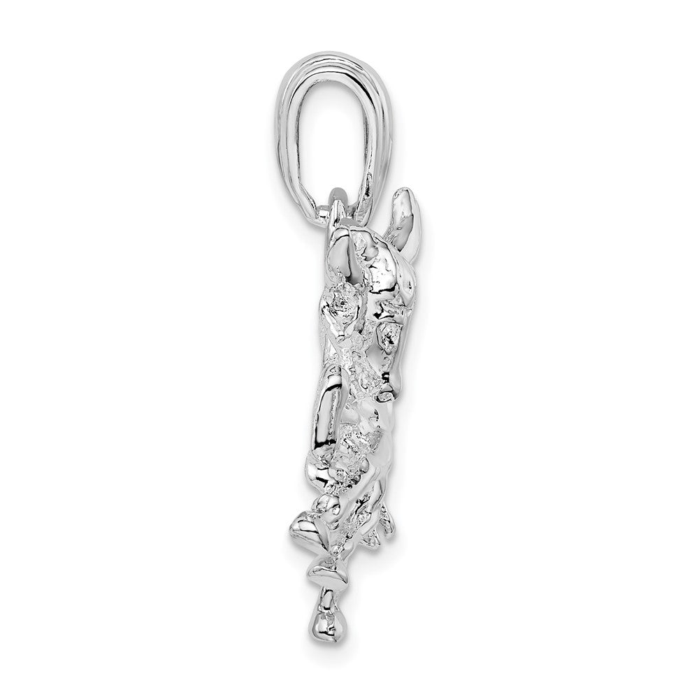 Sterling Silver Rhodium-plated Polished Raging Bull Pendant