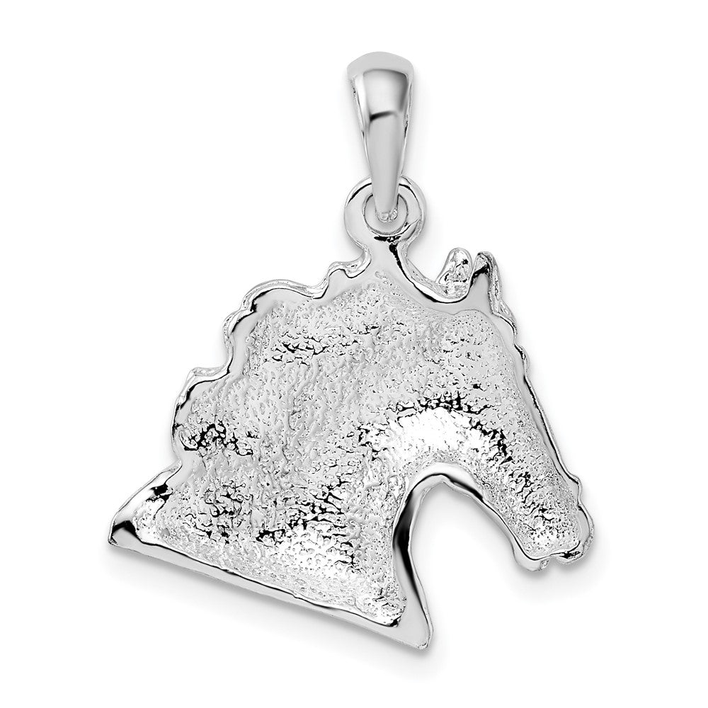 Sterling Silver Rhodium-plated Polished Horse Head Pendant