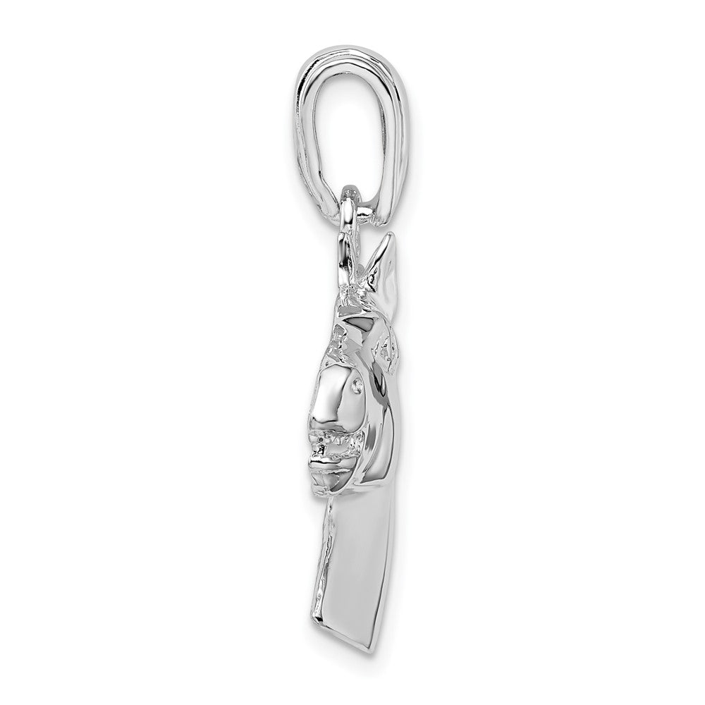 Sterling Silver Rhodium-plated Polished Horse Head Pendant
