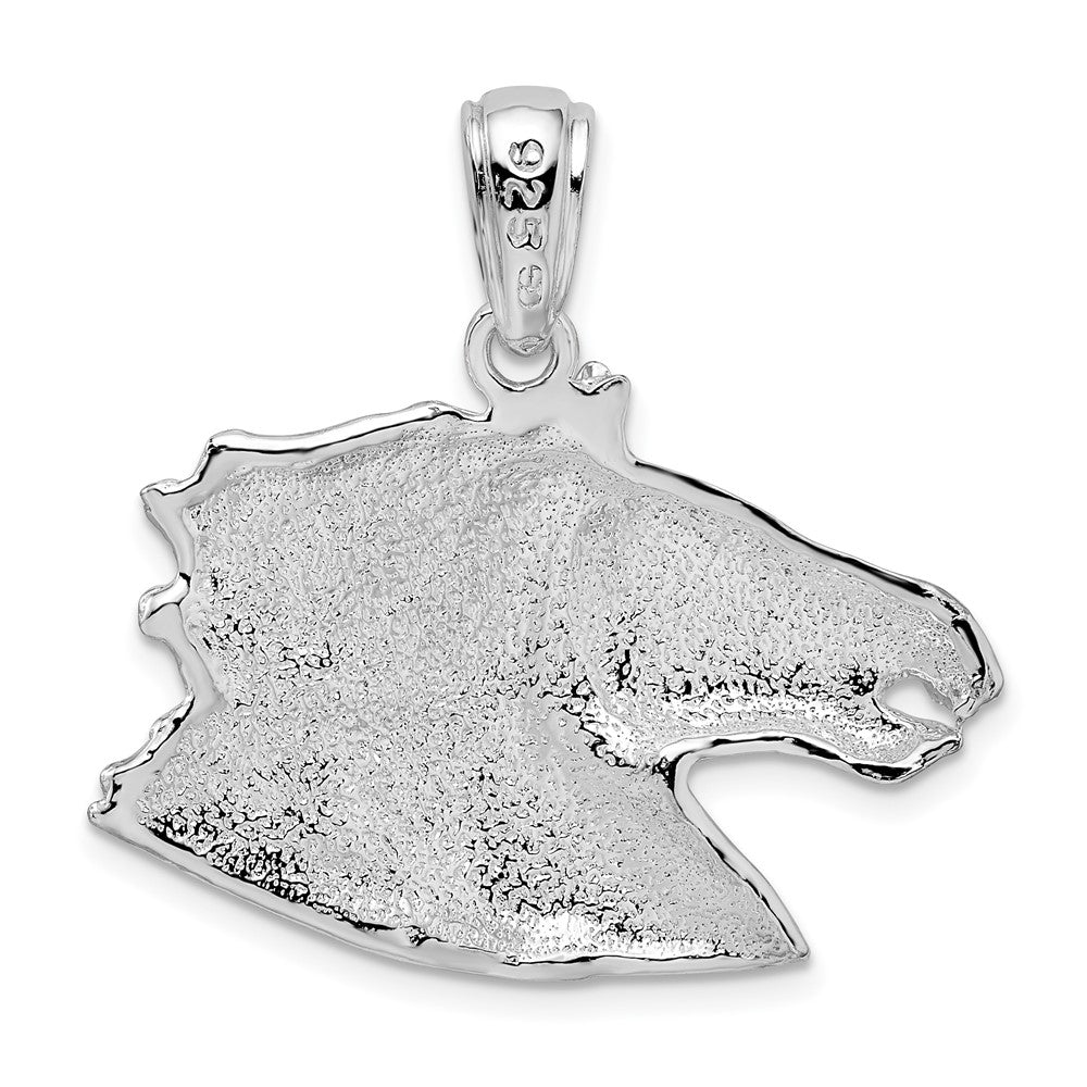 Sterling Silver Rhodium-plated Polished Horse Head Pendant