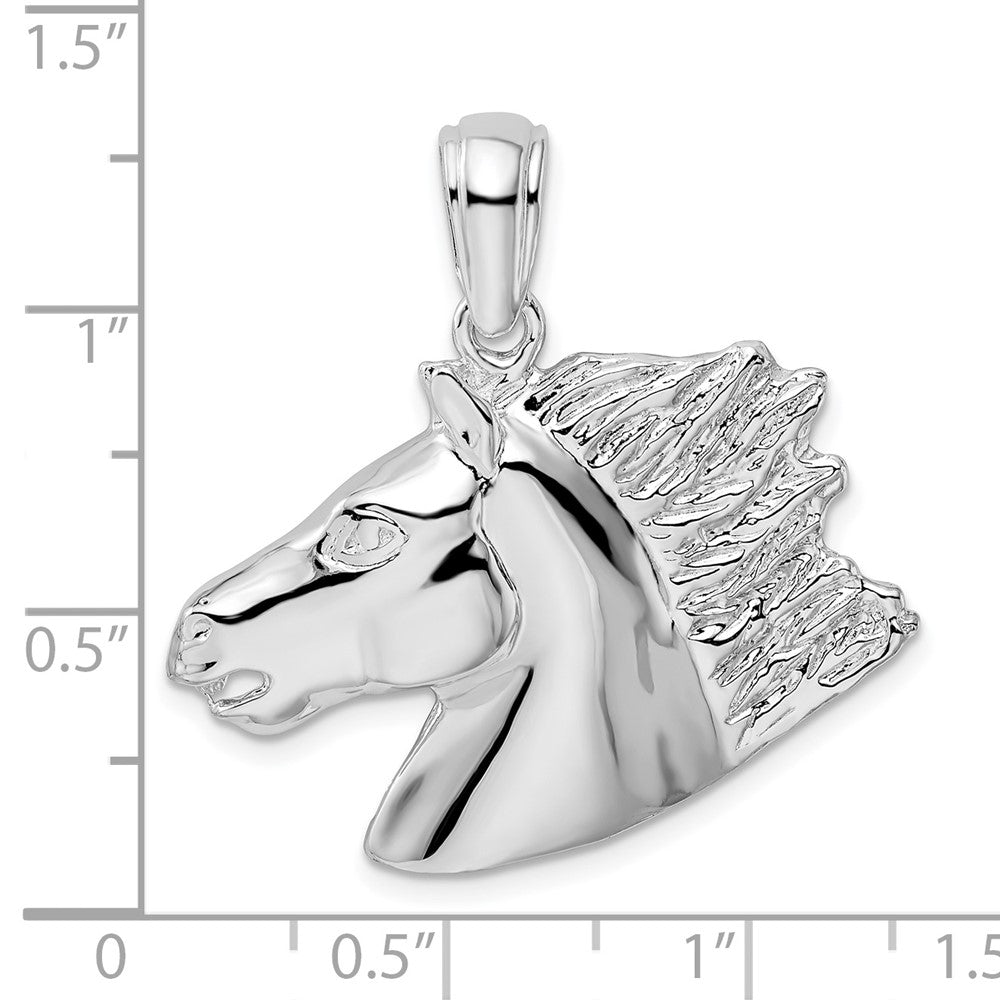 Sterling Silver Rhodium-plated Polished Horse Head Pendant