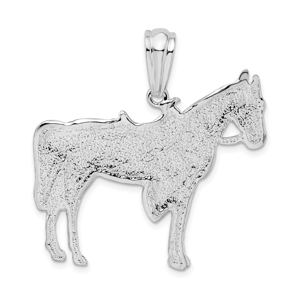 Sterling Silver Rhodium-plated Polished Horse w/Saddle Pendant