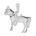 Sterling Silver Rhodium-plated Polished Horse w/Saddle Pendant