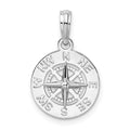 Sterling Silver Rhodium-plated Polished Mini Compass Pendant