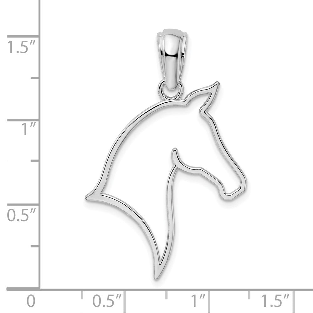 Sterling Silver Rhodium-plated Polished Cut-out Horse Head Pendant