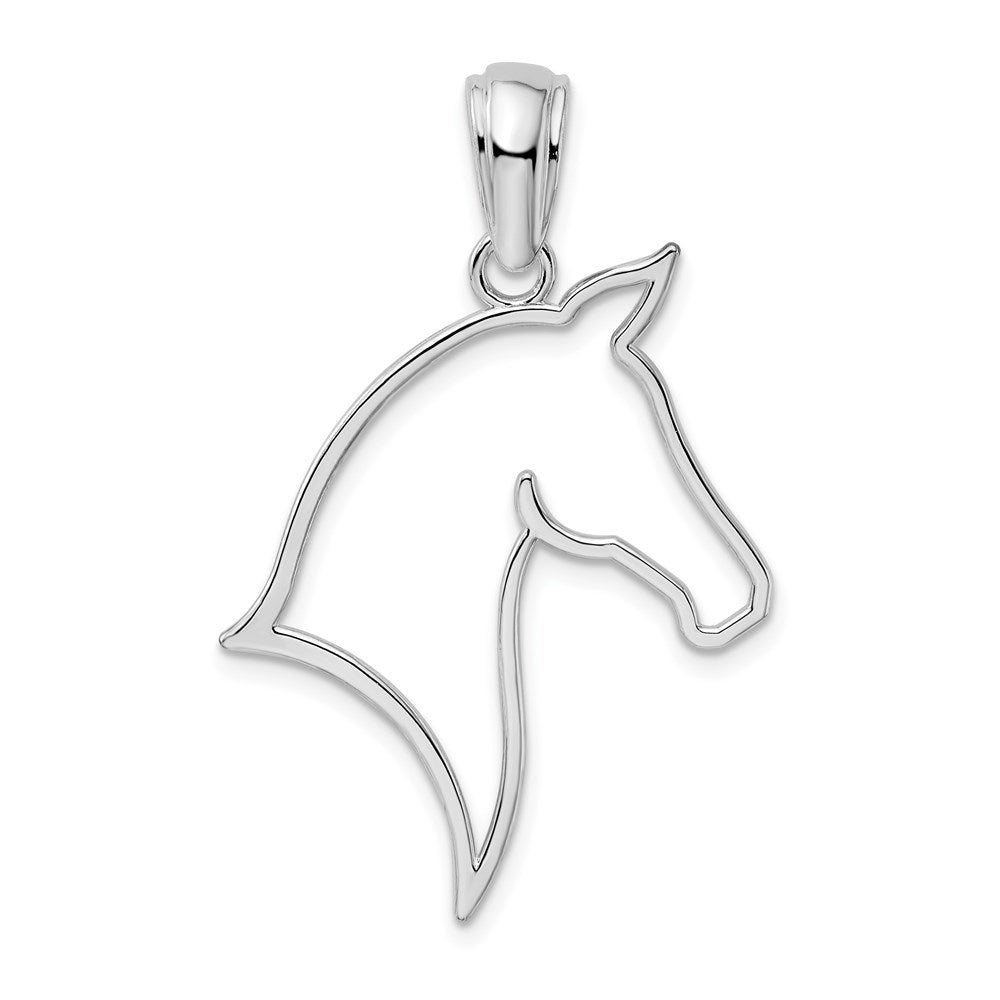 Sterling Silver Rhodium-plated Polished Cut-out Horse Head Pendant