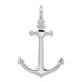 Sterling Silver Rhodium-plated Polished 3D Small Anchor Pendant
