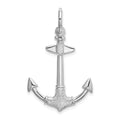 Sterling Silver Rhodium-plated Polished/Textured 3D Anchor Pendant