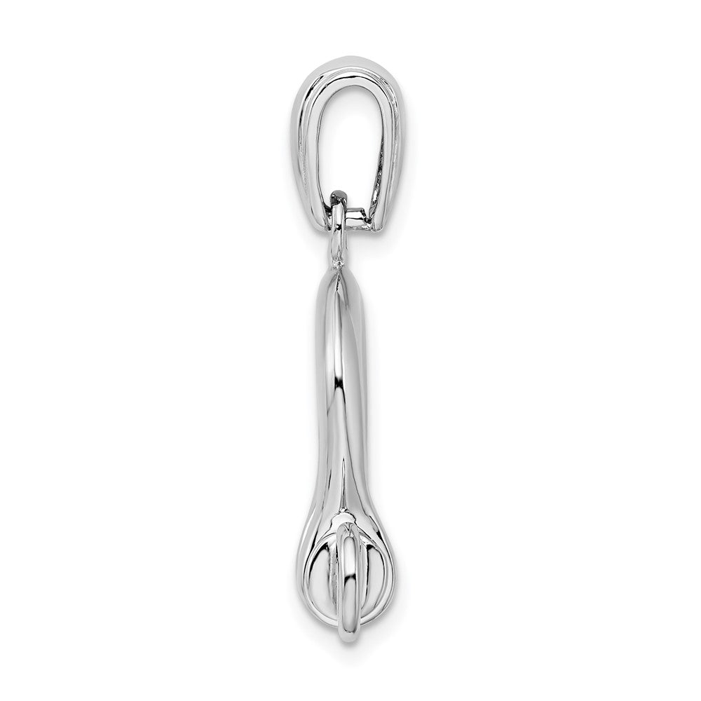 Sterling Silver Rhodium-plated Polished 3D Large Shackle Link Pendant