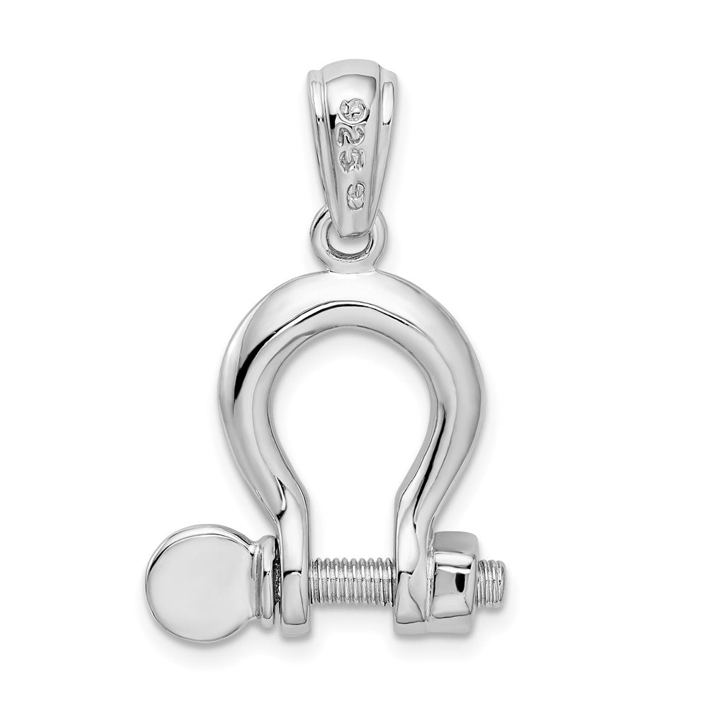 Sterling Silver Rhodium-plated Polished 3D Large Shackle Link Pendant