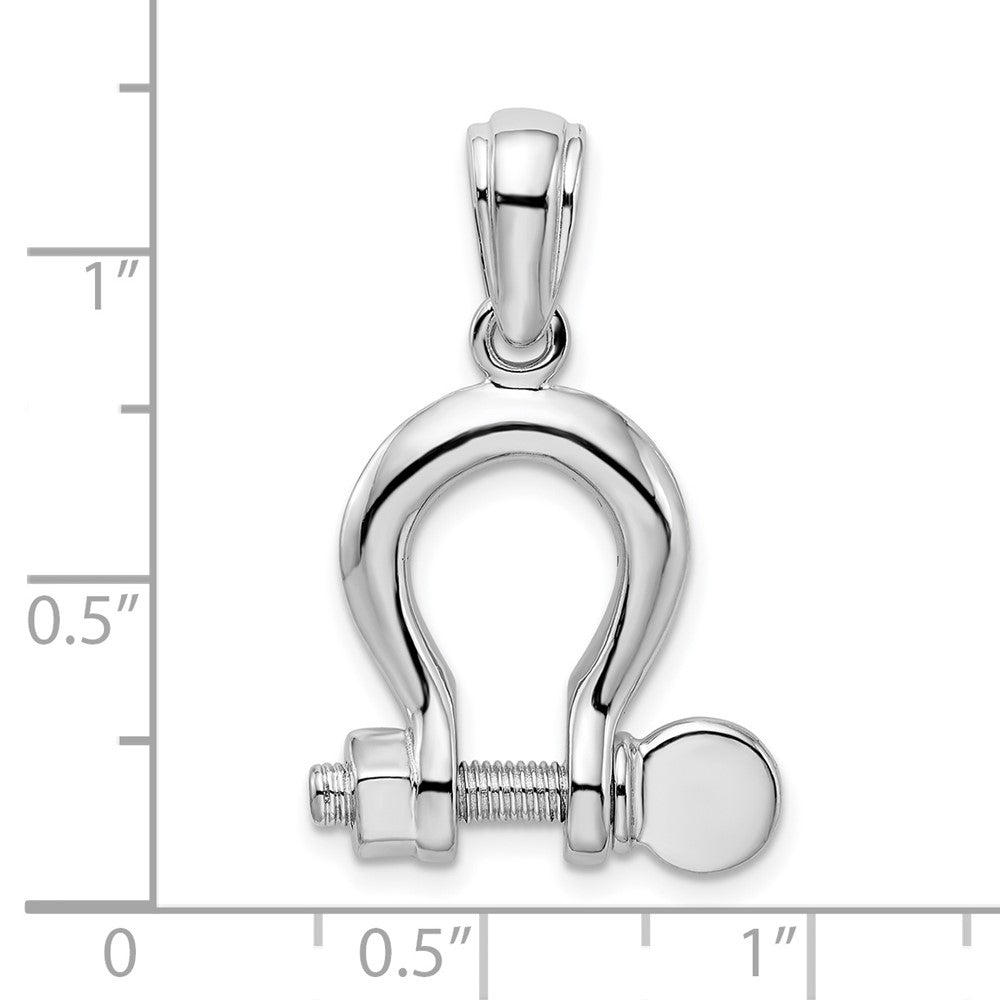Sterling Silver Rhodium-plated Polished 3D Large Shackle Link Pendant
