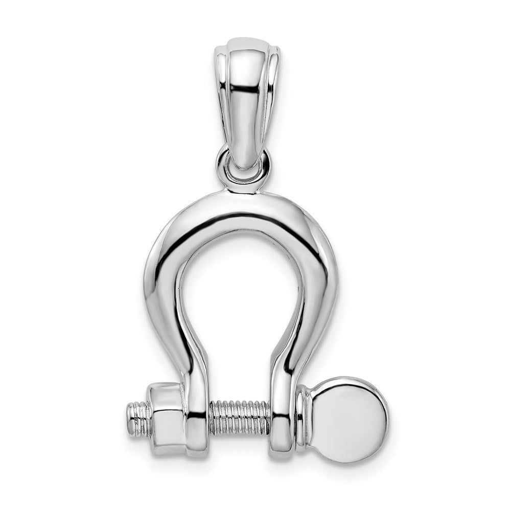 Sterling Silver Rhodium-plated Polished 3D Large Shackle Link Pendant