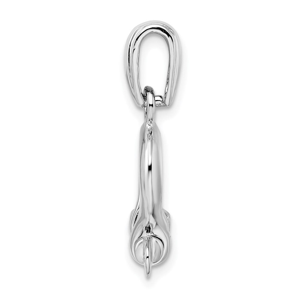 Sterling Silver Rhodium-plated Polished 3D Med. Shackle Link Pendant