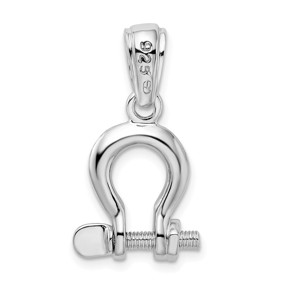 Sterling Silver Rhodium-plated Polished 3D Med. Shackle Link Pendant