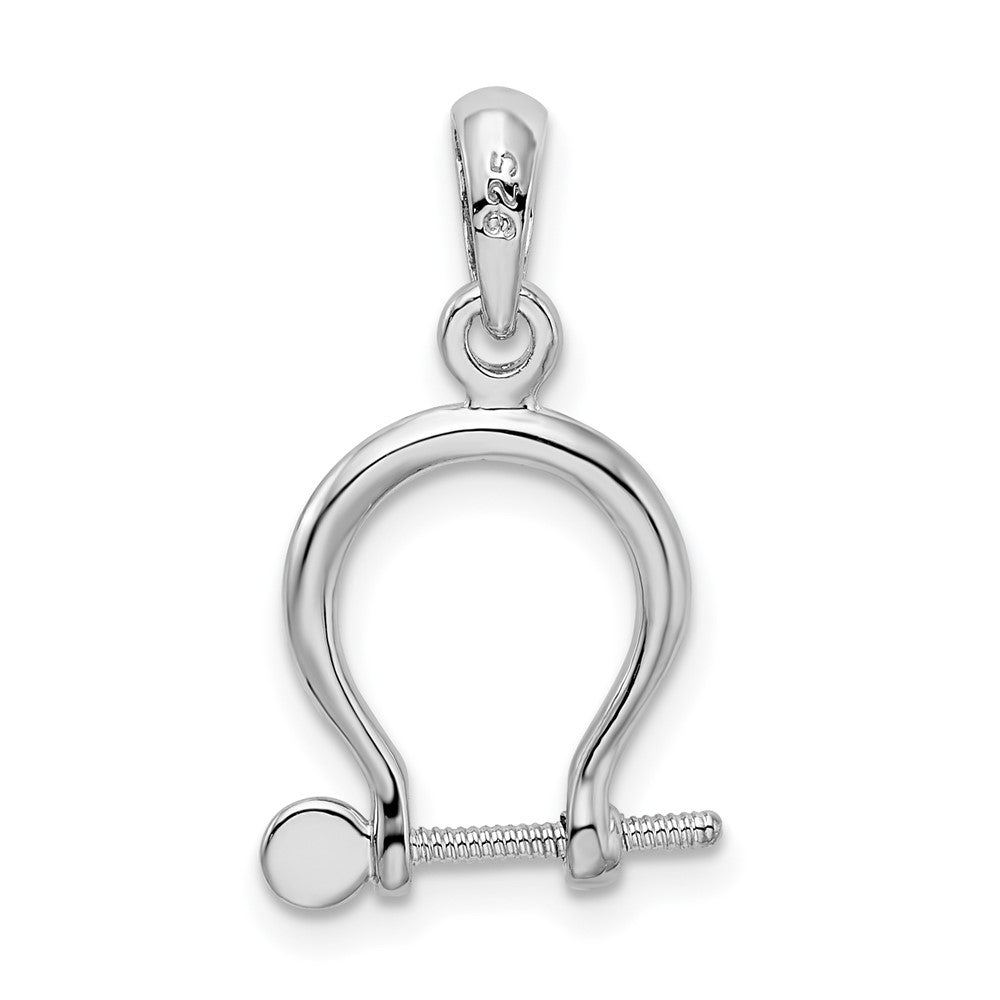 Sterling Silver Rhodium-plated Polished 3D Small Shackle Link Pendant