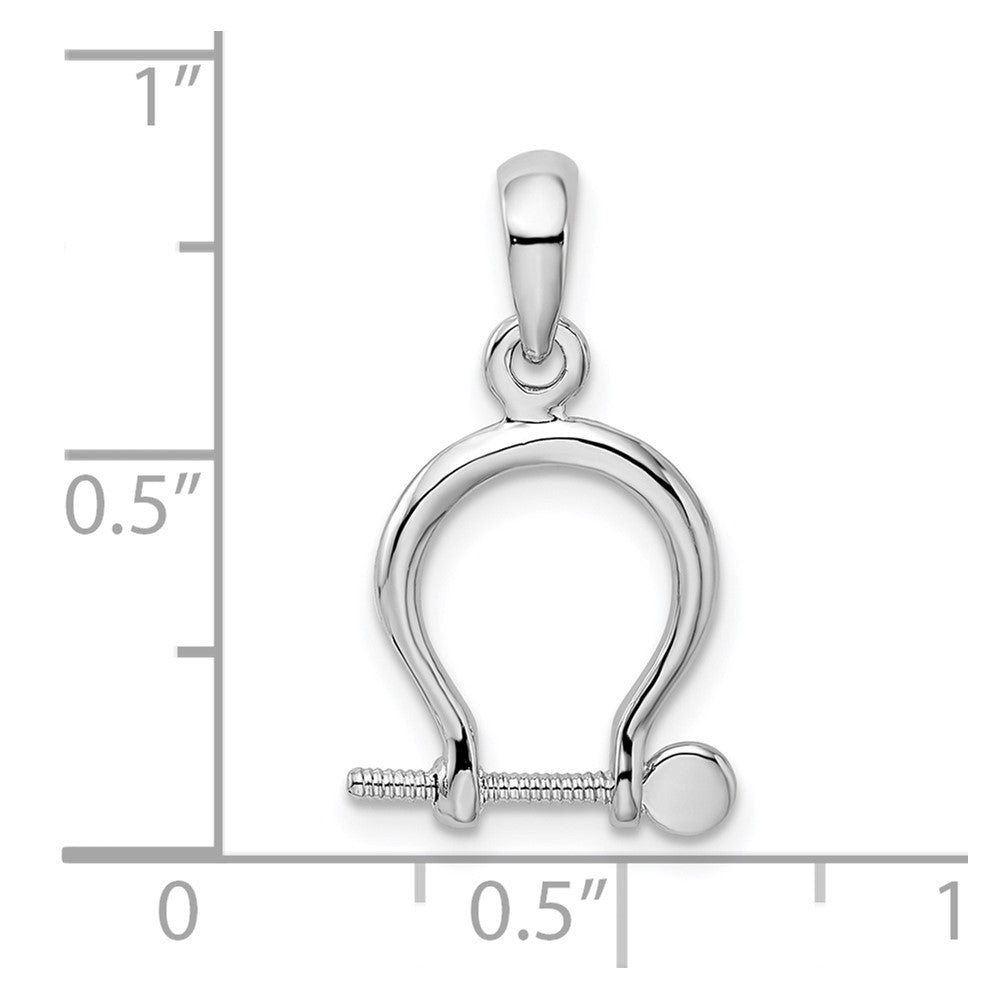 Sterling Silver Rhodium-plated Polished 3D Small Shackle Link Pendant