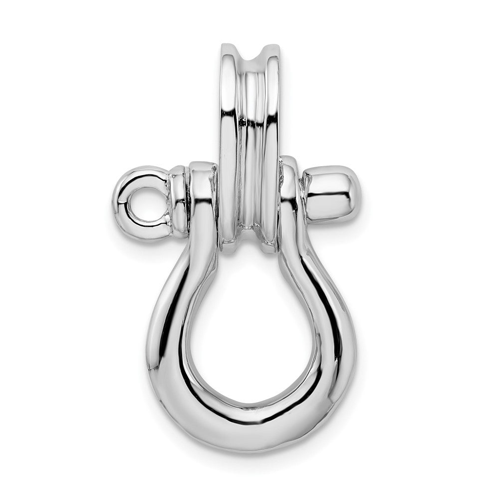 Sterling Silver Rhodium-plated 3D Large Shackle Link w/Pulley Pendant