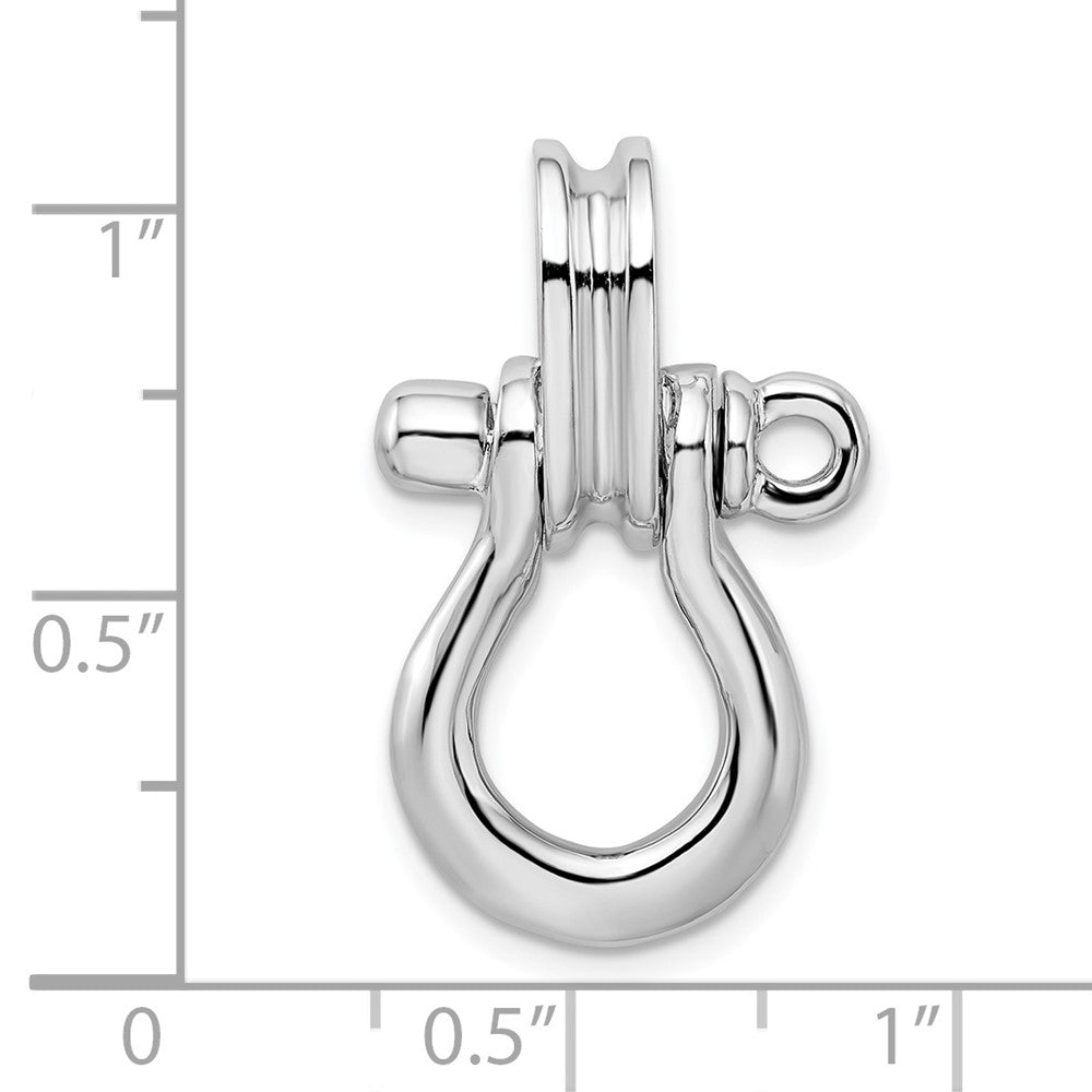 Sterling Silver Rhodium-plated 3D Large Shackle Link w/Pulley Pendant